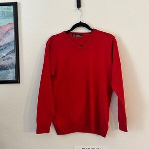 Wool Blend Monte Carlo Men's V-Neck Sweater in Red